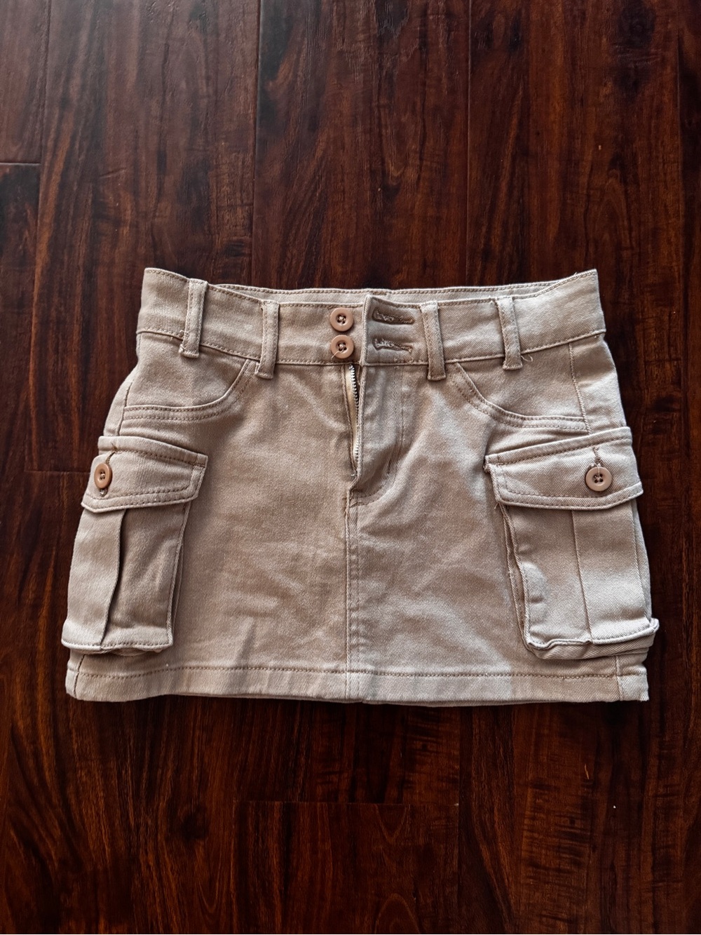Low Waist Cargo Pocket Tan Mini Skirt